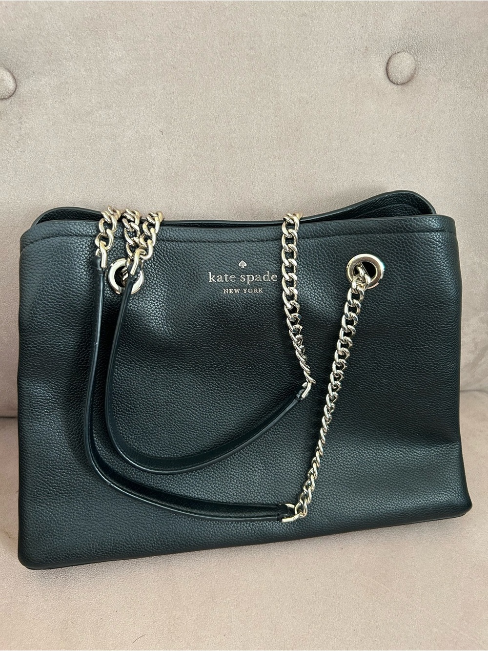 kate spade Jordyn Black Leather Chain-Handle Tote